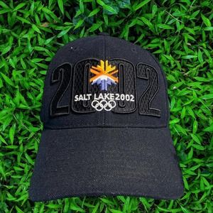 VTG 02' Salt Lake Olympics Black Strapback Baseball Cap OSFA